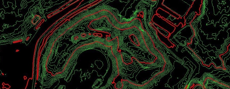 Garis kontur hasil pemodelan terrain dari data LiDAR